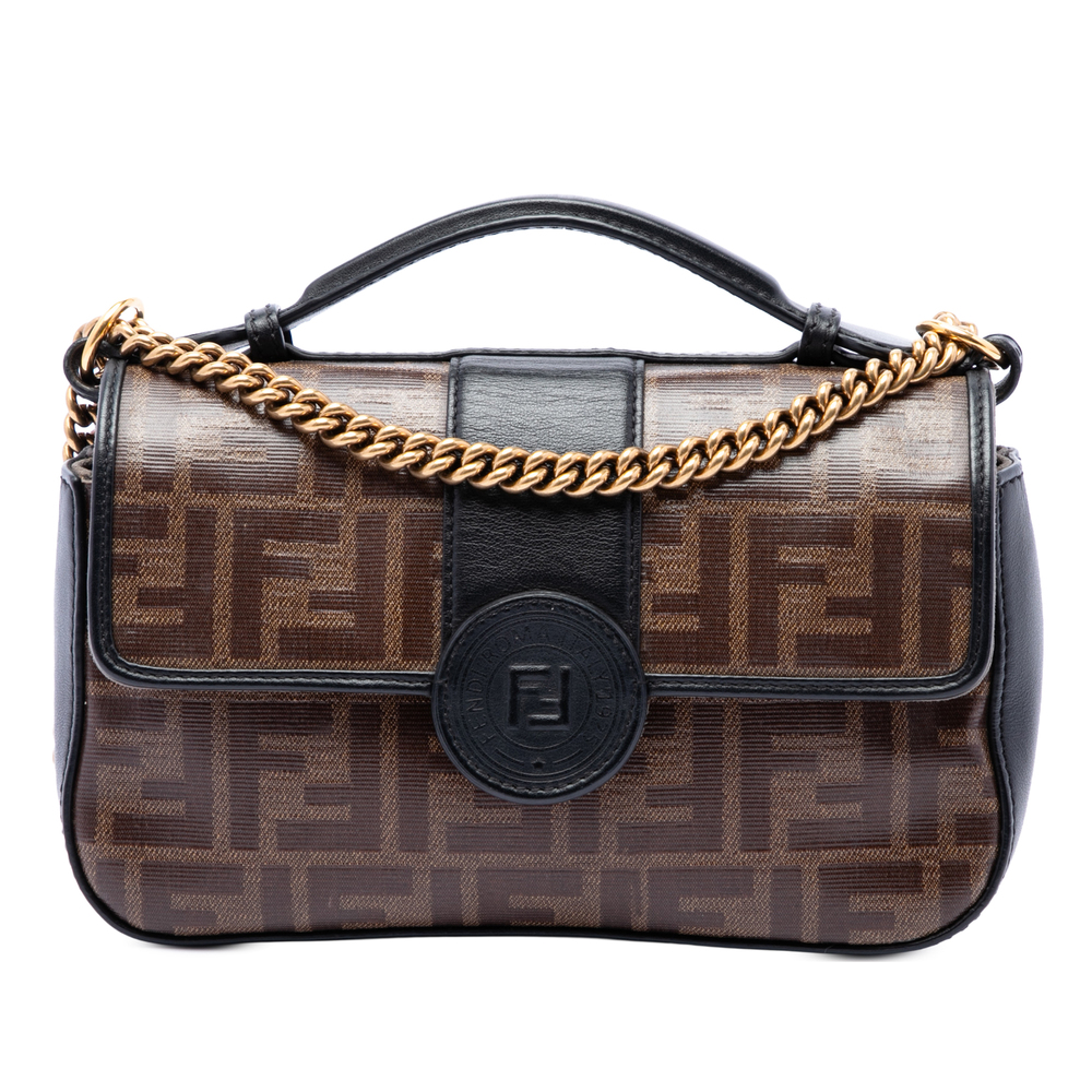 Pre-Loved Fendi Vitello Grace and Glazed FF 1974 Double F Satchel
